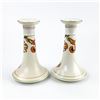 Image 2 : PAIR VINTAGE HAND PAINTED PORCELAIN CANDLESTICKS