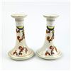 Image 4 : PAIR VINTAGE HAND PAINTED PORCELAIN CANDLESTICKS