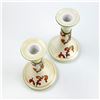 Image 5 : PAIR VINTAGE HAND PAINTED PORCELAIN CANDLESTICKS