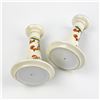 Image 6 : PAIR VINTAGE HAND PAINTED PORCELAIN CANDLESTICKS