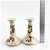Image 7 : PAIR VINTAGE HAND PAINTED PORCELAIN CANDLESTICKS