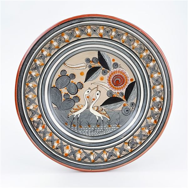 VINTAGE TONALA POTTERY MEXICO FOLK ART CLAY PLATE