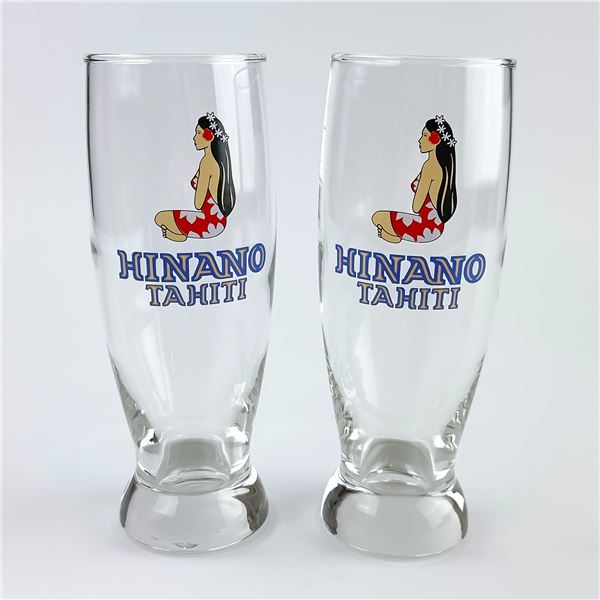 HINANO TAHITI BEER GLASSES -TAHITIAN WOMAN LOGO