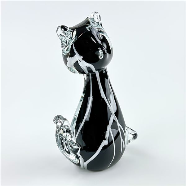 HAND BLOWN ART GLASS CAT FIGURINE SCULPTURE