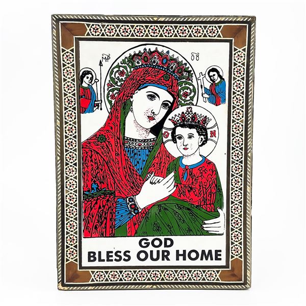 VINTAGE RELIGIOUS ICON - VIRGIN MARY & JESUS CHRIST