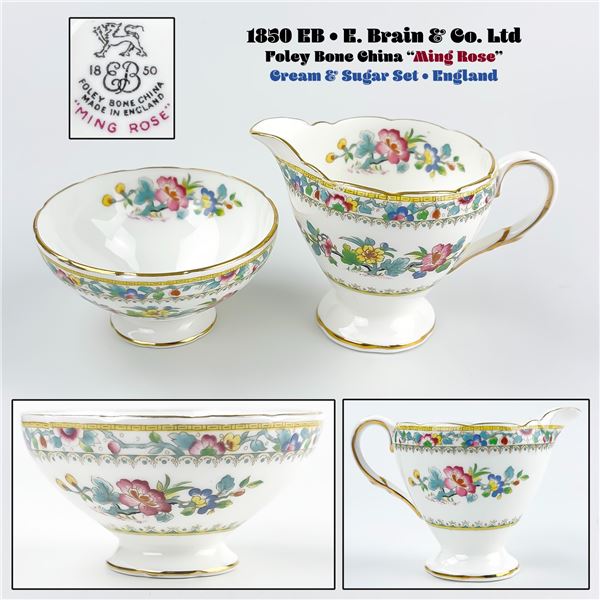 VTG FOLEY BONE CHINA “MING ROSE” CREAM & SUGAR