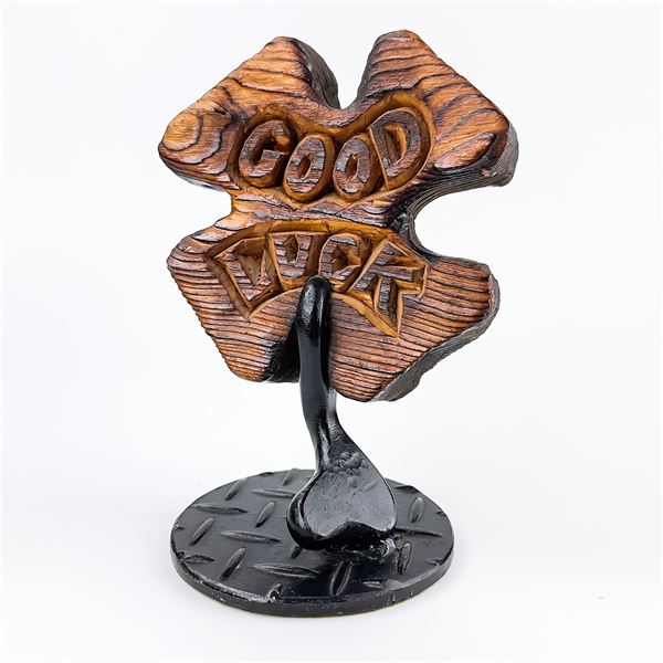 HAND CRAFTED GOOD LUCK 4 LEAF CLOVER SCULPTURE