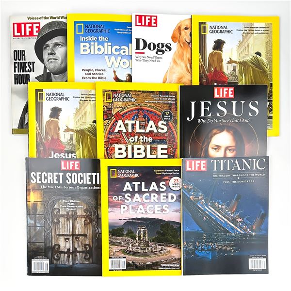 10 - GEOGRAPHIC & LIFE  MAGAZINE LOT - TITANIC, JESUS