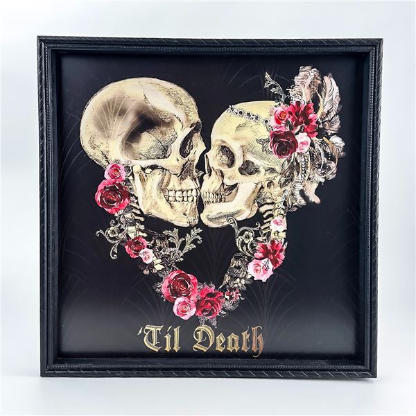 ROMANTIC TIL DEATH SKULL COUPLE HALLOWEEN ART