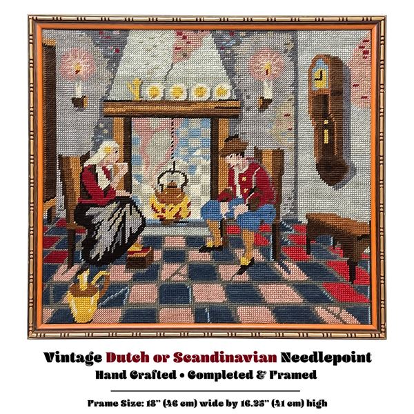 VTG DUTCH OR SCANDINAVIAN NEEDLEPOINT PICTURE