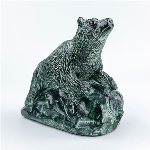 VINTAGE JOLIN SOAPSTONE BEAR CARVING SCULPTURE