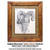 Image 1 : VTG ’83 ORIGINAL BIGHORN SHEEP PENCIL ILLUSTRATION