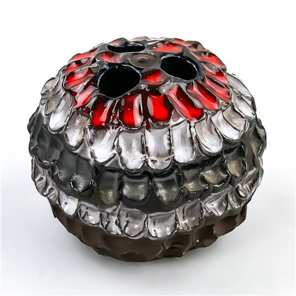 GLAZED CLAY POTTERY PAPERWEIGHT HOLDER - SIGNED