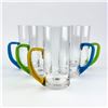 Image 2 : VTG TALL GLASS TUMBLERS WITH COLOURED HANDLES
