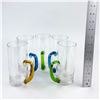 Image 5 : VTG TALL GLASS TUMBLERS WITH COLOURED HANDLES