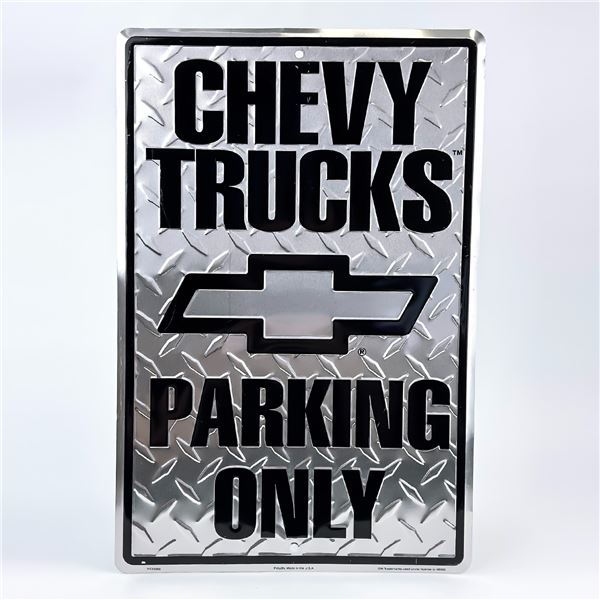 CHEVY TRUCKS PARKING ONLY METAL SIGN - CHEVROLET