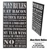 Image 1 : MAN CAVE RULES WOOD CANVAS 30” WALL DECOR SIGN