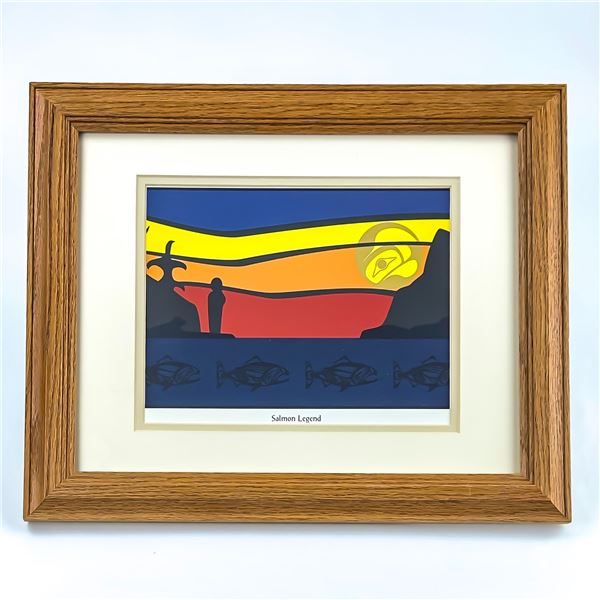 HENRY ROY VICKERS SALMON LEGEND FRAMED PRINT