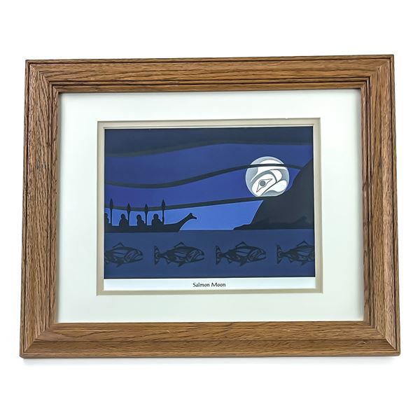 HENRY ROY VICKERS SALMON MOON FRAMED ART PRINT