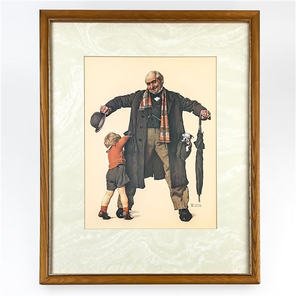 VTG NORMAN ROCKWELL FRAMED ART PRINT - THE GIFT