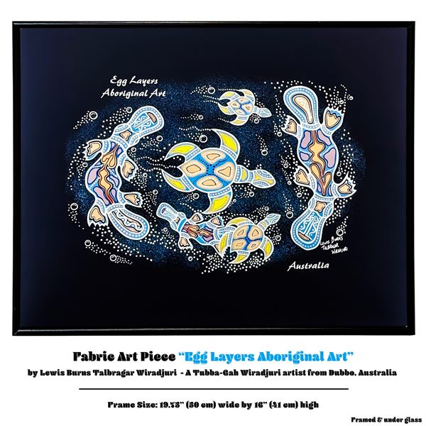 EGG LAYERS ABORIGINAL ART ON FABRIC - LEWIS BURNS
