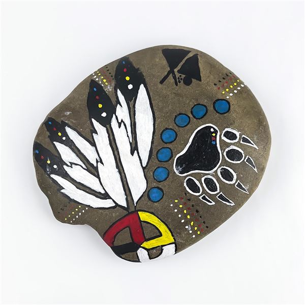 HAND PAINTED STONE - INDIGENOUS ARTISTIC MOTIFS