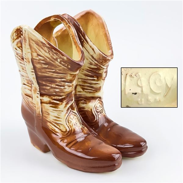 50’S ERA MCCOY POTTERY COWBOY BOOT VASE PLANTER