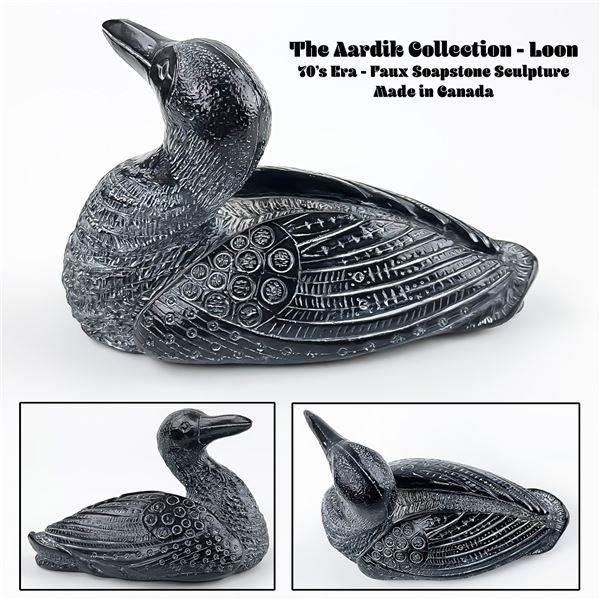 VINTAGE AARDIK FAUX SOAPSTONE LOON SCULPTURE