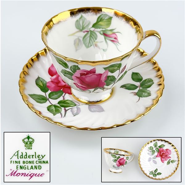 VTG ADDERLEY BONE CHINA MONIQUE TEACUP SAUCER