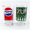 Image 1 : VINTAGE 70’S ERA PEDESTAL 7-UP & PEPSI COLA GLASSES