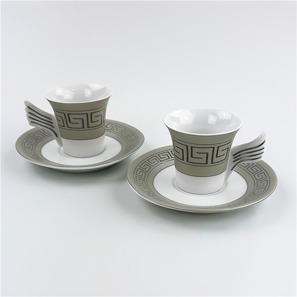 2 CORTINA ESPRESSO COFFEE CUPS & SAUCER SETS