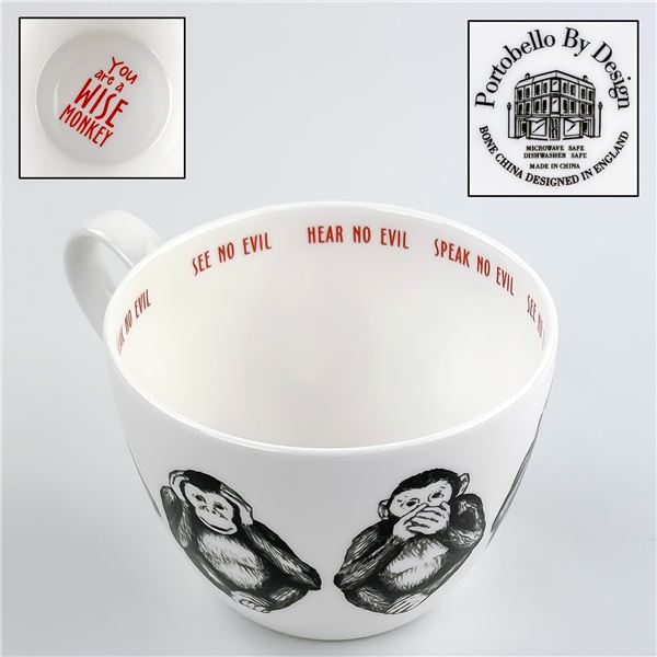 PORTOBELLO MONKEY SEE HEAR SPEAK NO EVIL MUG