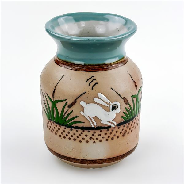 MEXICO TONALA FOLK ART STONEWARE POTTERY VASE