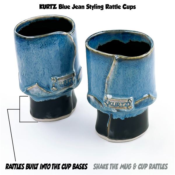 FIGURAL BLUE JEAN COFFEE MUG SCULPTURES - KURTZ