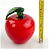 Image 6 : HAND BLOWN ART GLASS RED APPLE & LEAF SCULPTURE