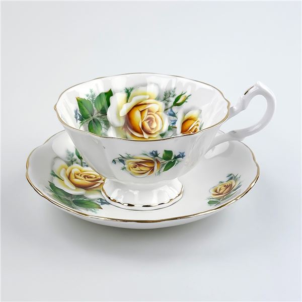 QUEEN ANNE TEA CUP & SAUCER SET - YELLOW ROSES