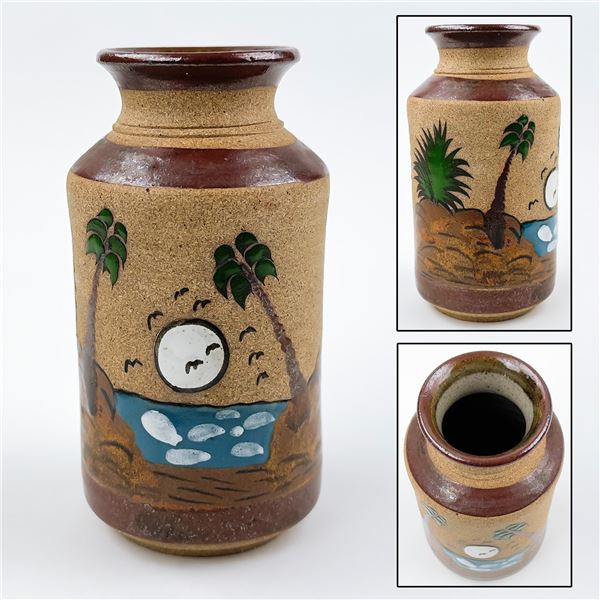 VINTAGE TONALA MEXICAN FOLK ART POTTERY VASE