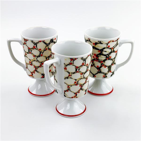 VTG MCM PORCELAIN PEDESTAL COFFEE MUGS CUPS