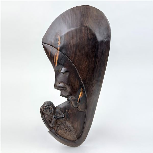 VINTAGE MARY JESUS MOTHER & CHILD WOOD CARVING