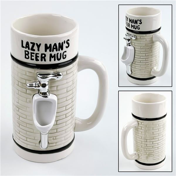 CERAMIC LAZY MAN’S BEER MUG STEIN - 3D URINAL