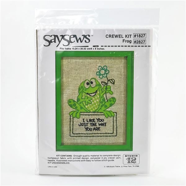 VINTAGE NEW 1978 STUDIO 12 CREWEL FROG CRAFT KIT