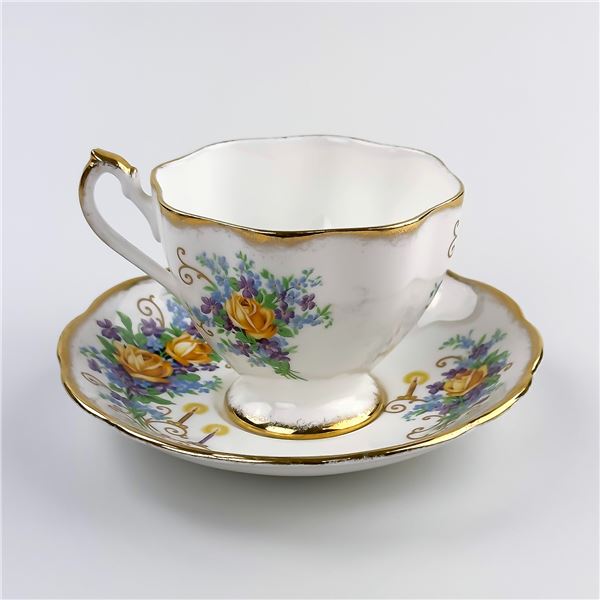 QUEEN ANNE HAPPY ANNIVERSARY TEA CUP & SAUCER