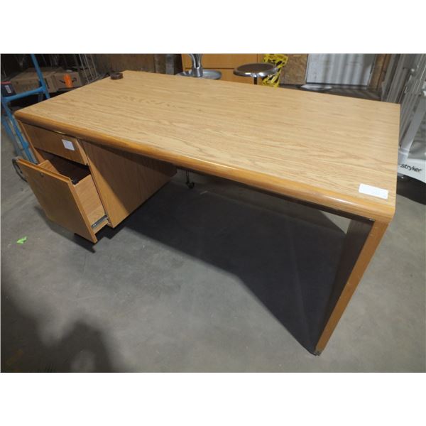 Wooden Filing Cabinet & Desk