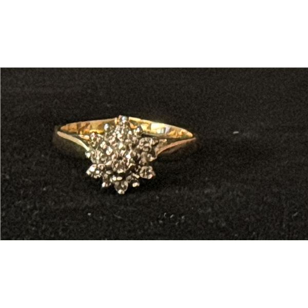 APPROX 14K LADIES CLUSTER RING SET WITH DIAMONDS (.01-.09CT, 2.3G)
