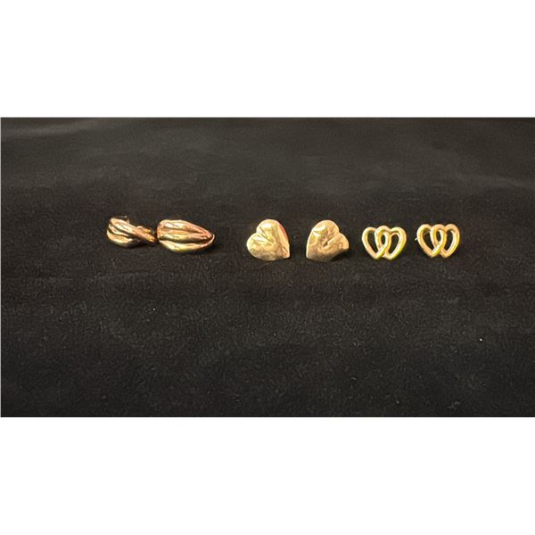 THREE PAIRS APPROX 10K+ EARRINGS (1.5G)