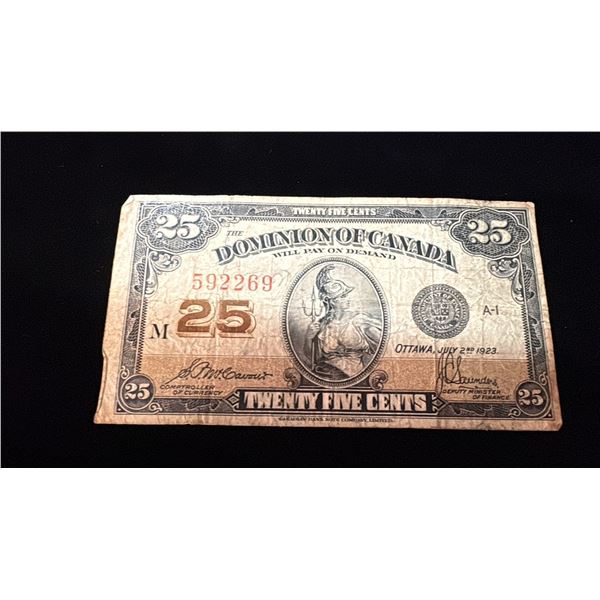 VINTAGE 1923 DOMINION OF CANADA 20C BANKNOTE