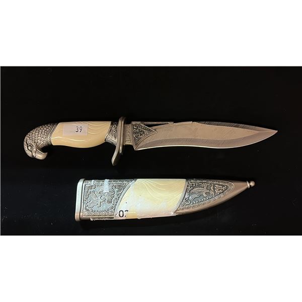 LARGE DECORATIVE KNIFE WITH SHEATH MARKED CAN-PRO CANADA