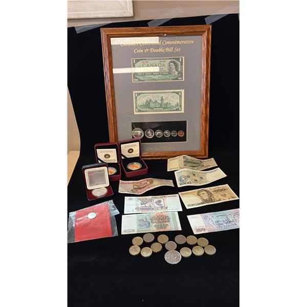 CANADA & WORLD CURRENCY; 1967 CANADA CENTENNIAL SET (FRAMED WITH SILVER COINS), CANADA SILVER COINS