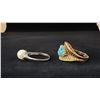 Image 2 : APPROX 14K LADIES RING SET WITH TURQUOISE STONES & APPROX 14K LADIES RING SET WITH PEARLS & DIAMOND