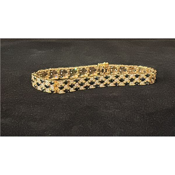 APPROX 14K BRACELET (7") SET WITH SAPPHIRES & DIAMONDS (17.9G)